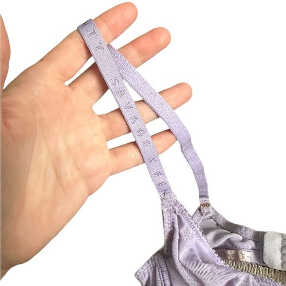 Savage X Fenty Purple Flocked Logo Mesh Unlined Bra - Picture 11 of 16